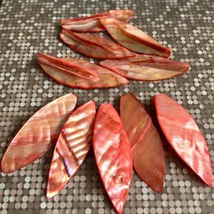 coral mother of pearl drop pendant beads 18pcs